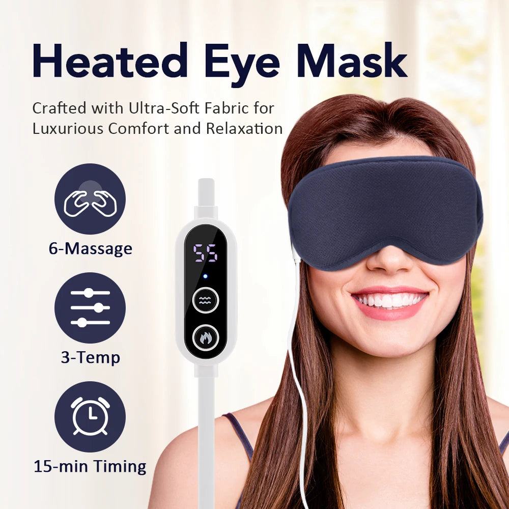 3-Level Hot Compress Electric Steam Eye Mask 3D Massage Constant Temperature Smart Timing Sleep Shading Sleeping Mask Eye Relief